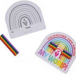 NEW 6-Color Rainbow Crayon Valentine Exchanges with Card - 25